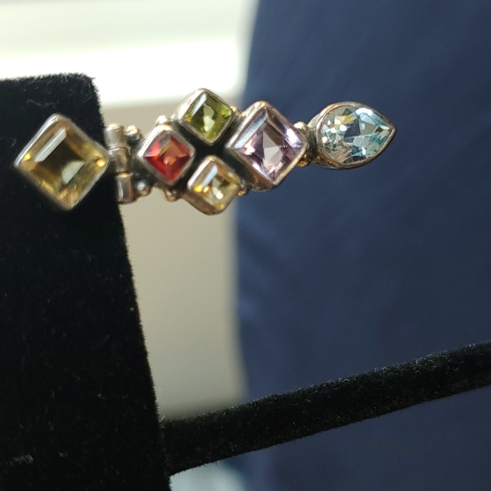 925 multi gemstone earrings